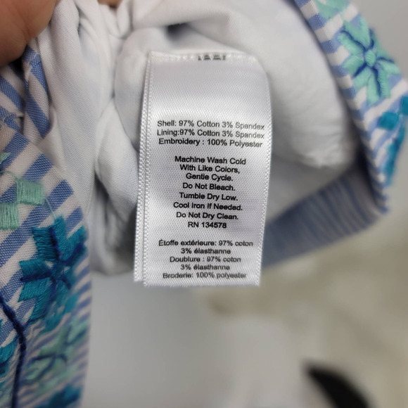 Vineyard Vines Blue/White Stripped Embroidered Floral 22 NWT - Picture 10 of 10